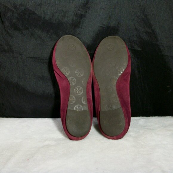 TORY BURCH REVA MAROON SUEDE LEATHER FASHION BALLET FLATS 7M FREE SHIP - Picture 9 of 9